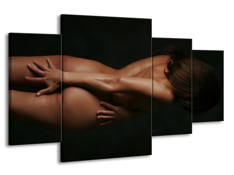 Glas schilderij Vrouw | Bruin, Zwart | 160x90cm 4Luik