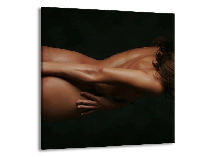 Canvas schilderij Vrouw | Bruin, Zwart | 70x70cm 1Luik