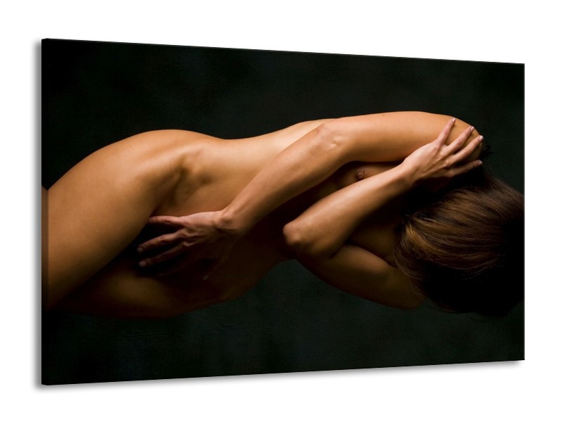 Canvas schilderij Vrouw | Bruin, Zwart | 140x90cm 1Luik