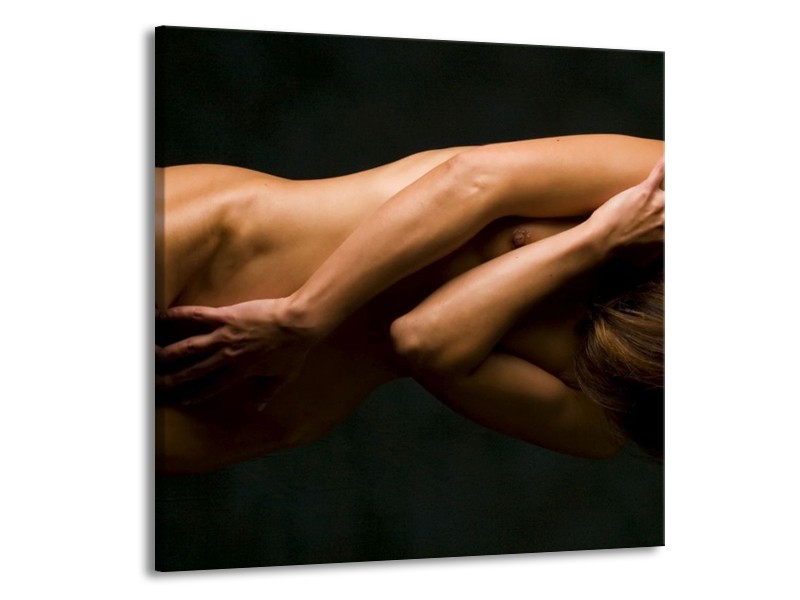 Canvas schilderij Vrouw | Bruin, Zwart | 70x70cm 1Luik