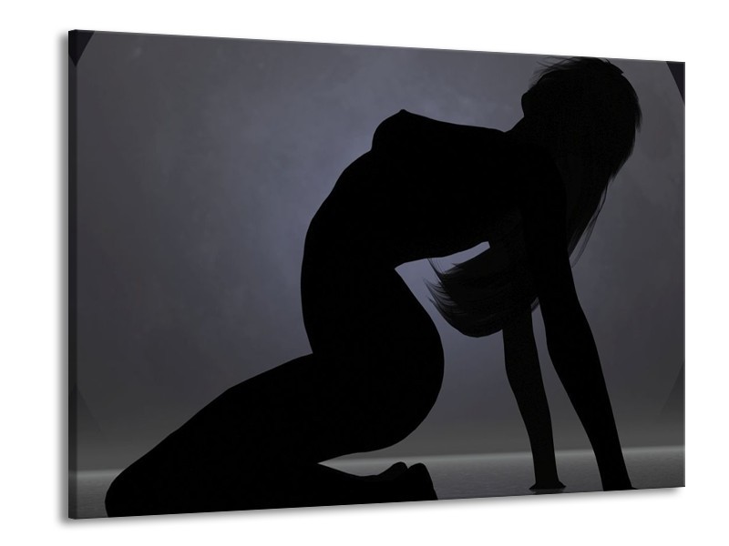 Canvas schilderij Vrouw | Zwart, Grijs, Wit | 100x70cm 1Luik