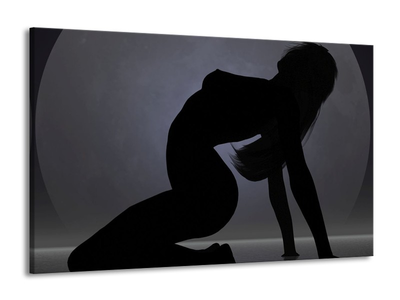 Canvas schilderij Vrouw | Zwart, Grijs, Wit | 140x90cm 1Luik