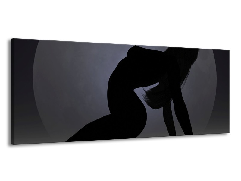 Canvas schilderij Vrouw | Zwart, Grijs, Wit | 145x58cm 1Luik