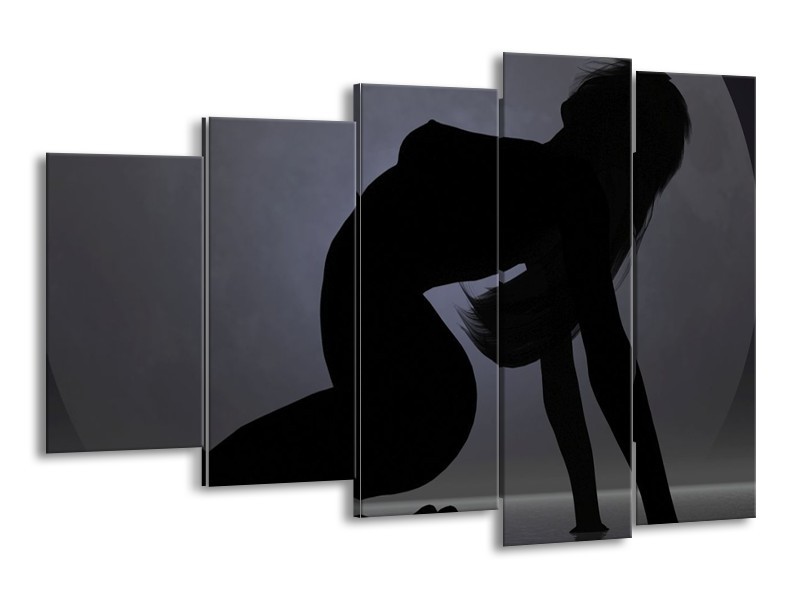 Glas schilderij Vrouw | Zwart, Grijs, Wit | 150x100cm 5Luik