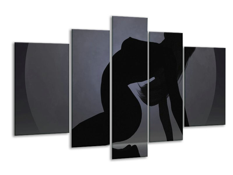 Glas schilderij Vrouw | Zwart, Grijs, Wit | 170x100cm 5Luik