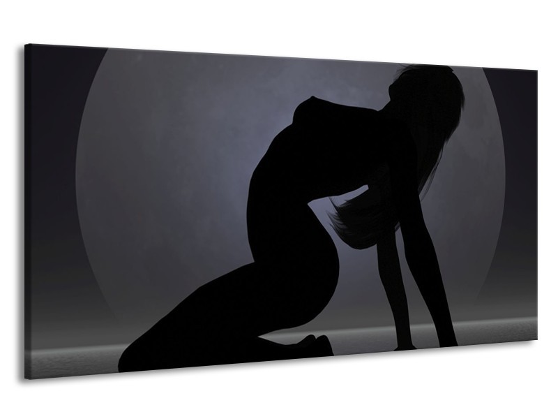 Canvas schilderij Vrouw | Zwart, Grijs, Wit | 190x100cm 1Luik