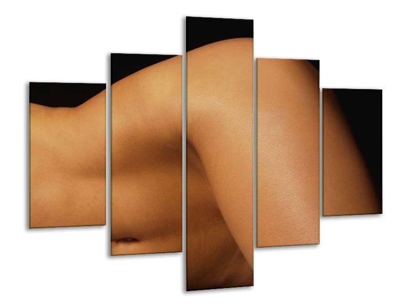 Canvas schilderij Lichaam | Zwart, Bruin | 100x70cm 5Luik