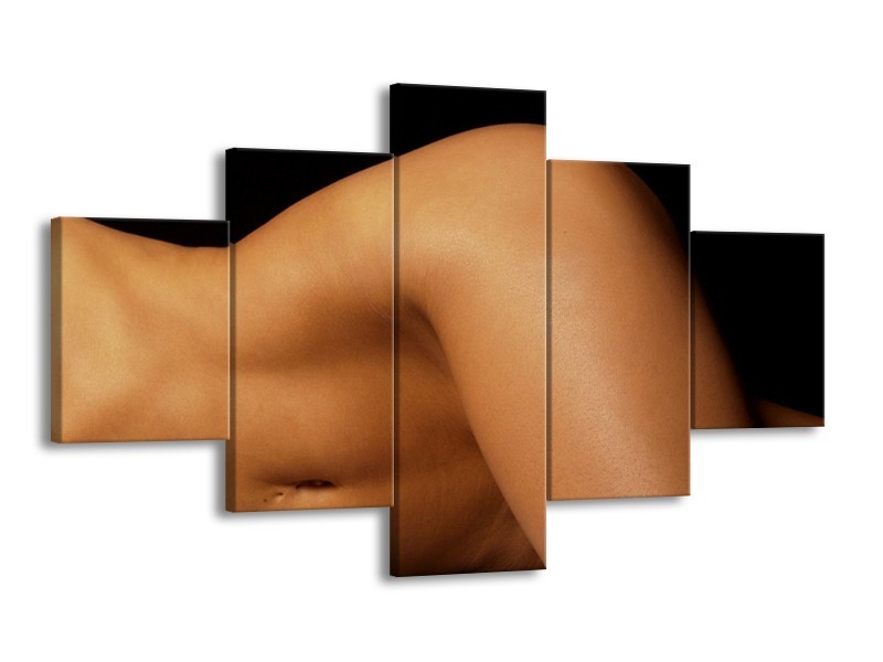 Canvas schilderij Lichaam | Zwart, Bruin | 125x70cm 5Luik