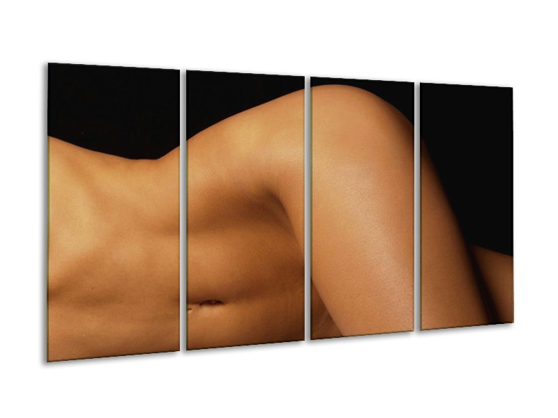 Canvas schilderij Lichaam | Zwart, Bruin | 160x80cm 4Luik