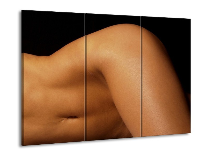 Glas schilderij Lichaam | Zwart, Bruin | 90x60cm 3Luik