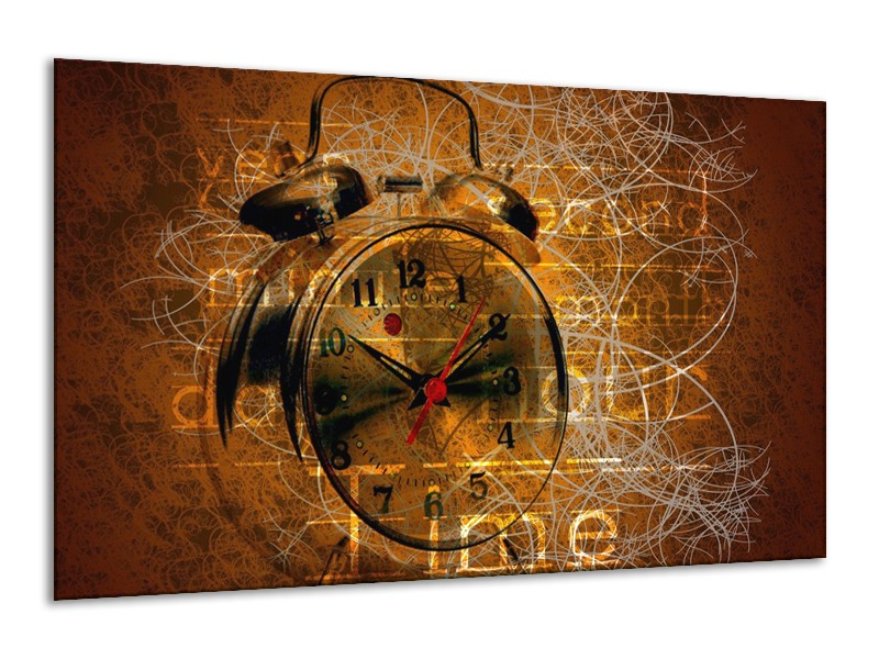 Canvas schilderij Klok | Bruin, Goud, Geel | 120x70cm 1Luik