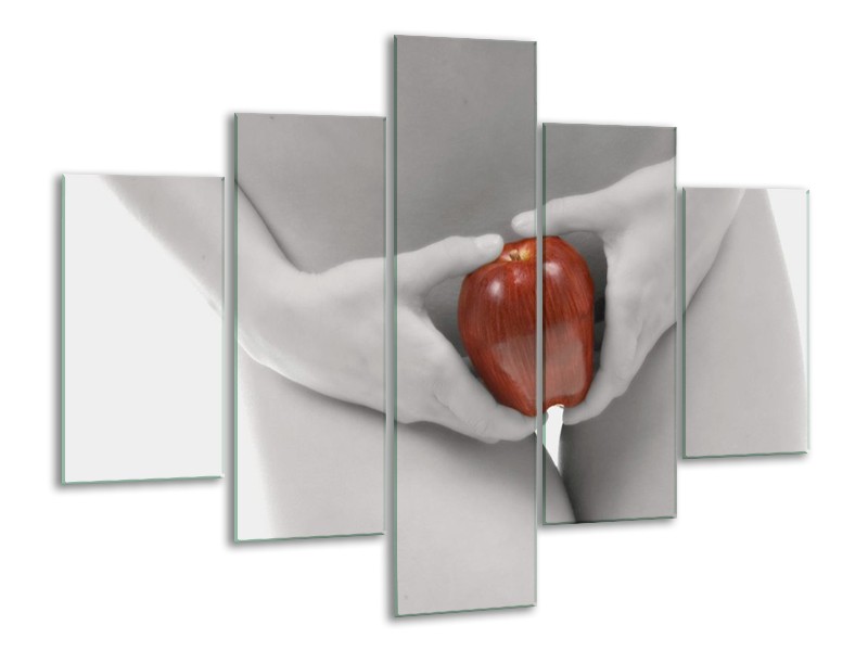 Canvas schilderij Appel | Rood, Grijs, Wit | 100x70cm 5Luik