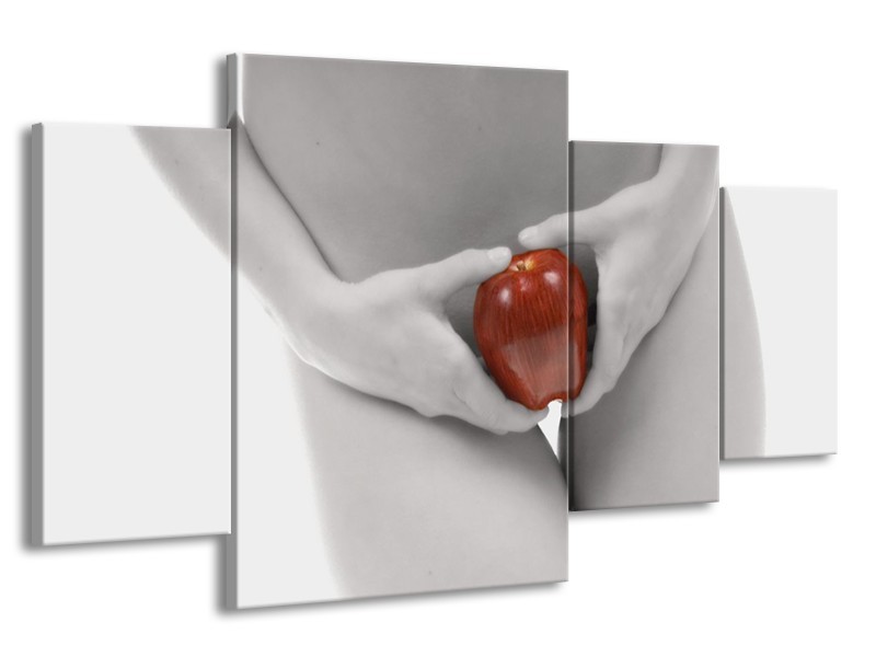 Glas schilderij Appel | Rood, Grijs, Wit | 160x90cm 4Luik