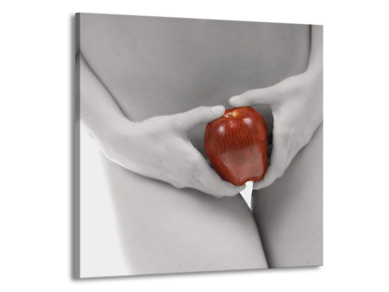 Canvas schilderij Appel | Rood, Grijs, Wit | 70x70cm 1Luik