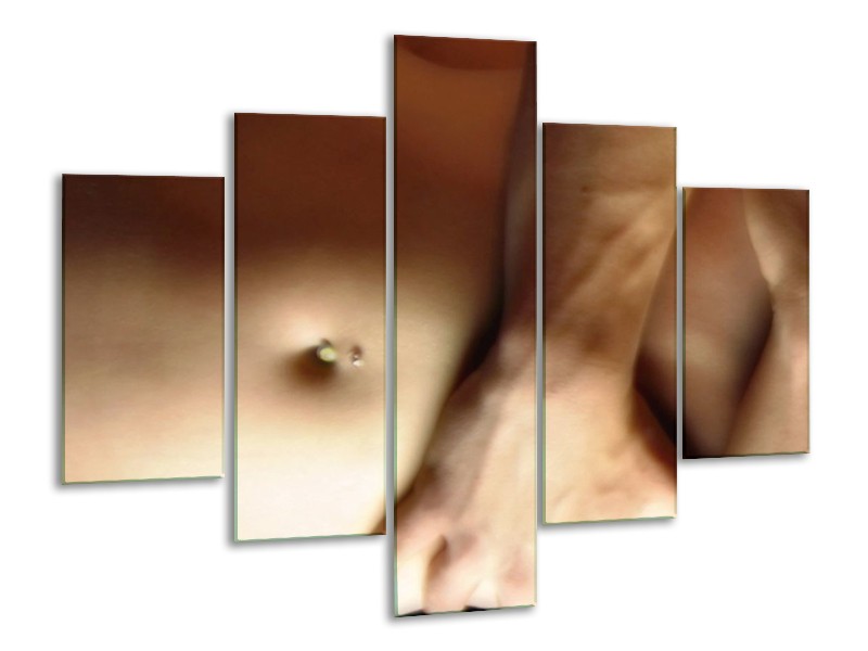 Canvas schilderij Lichaam | Crème, Bruin | 100x70cm 5Luik