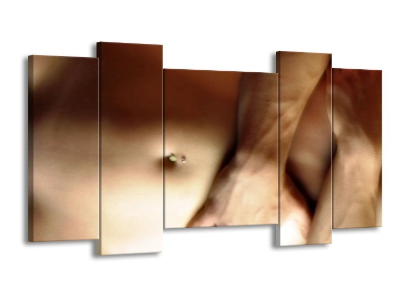 Glas schilderij Lichaam | Crème, Bruin | 120x65cm 5Luik