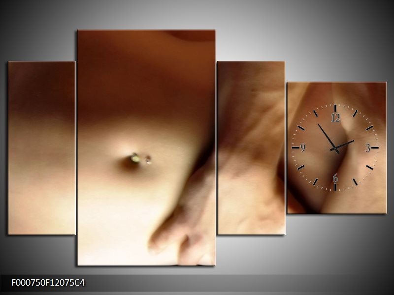 Klok schilderij Lichaam | Crème, Bruin | 120x75cm 4Luik
