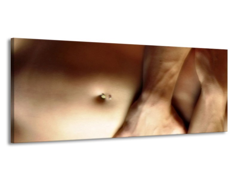 Canvas schilderij Lichaam | Crème, Bruin | 145x58cm 1Luik
