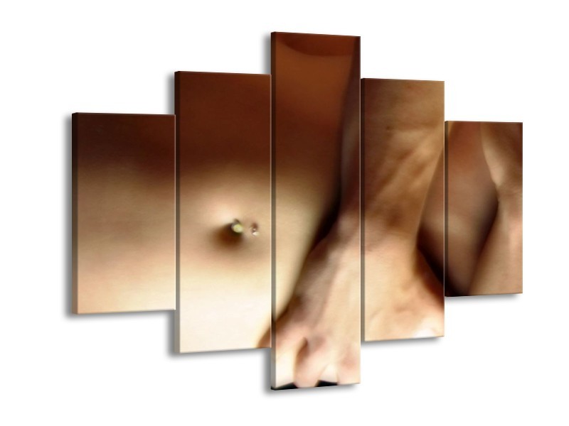 Canvas schilderij Lichaam | Crème, Bruin | 150x105cm 5Luik