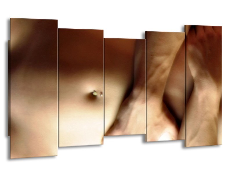 Glas schilderij Lichaam | Crème, Bruin | 150x80cm 5Luik
