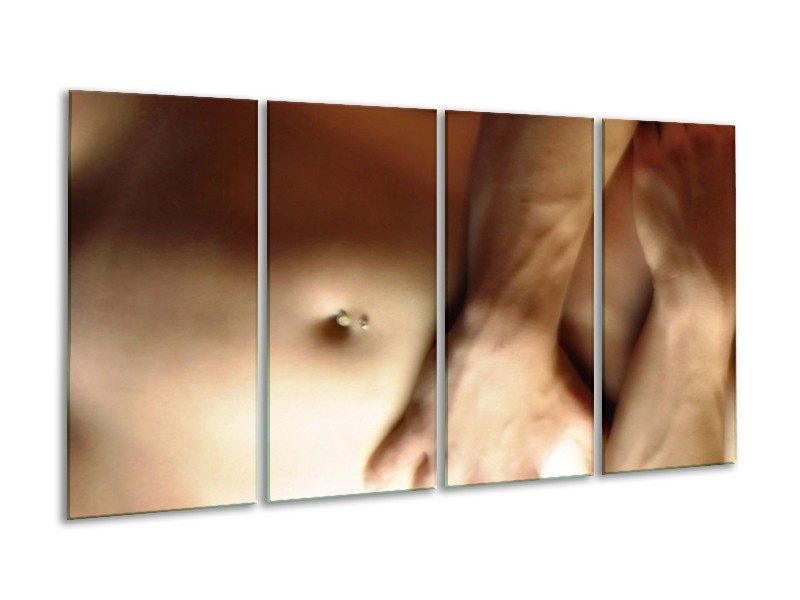 Canvas schilderij Lichaam | Crème, Bruin | 160x80cm 4Luik