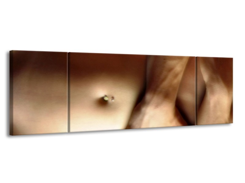 Canvas schilderij Lichaam | Crème, Bruin | 170x50cm 3Luik