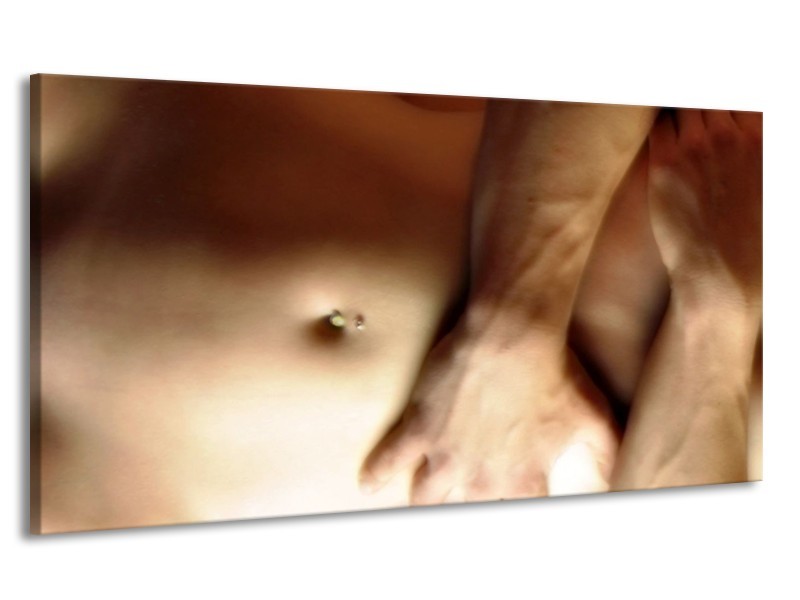 Canvas schilderij Lichaam | Crème, Bruin | 170x90cm 1Luik