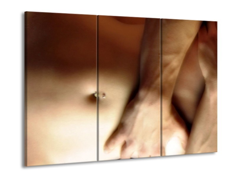 Glas schilderij Lichaam | Crème, Bruin | 90x60cm 3Luik