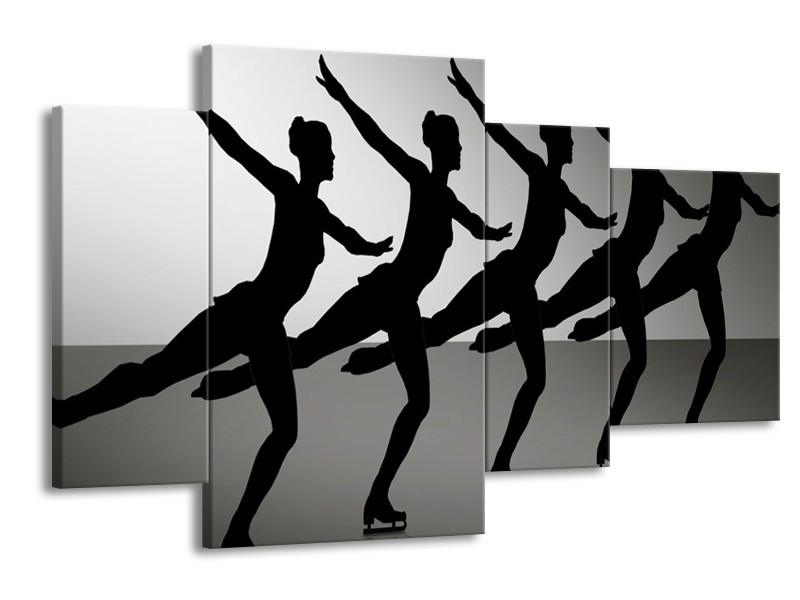 Canvas schilderij Dansen | Zwart, Wit, Grijs | 120x75cm 4Luik