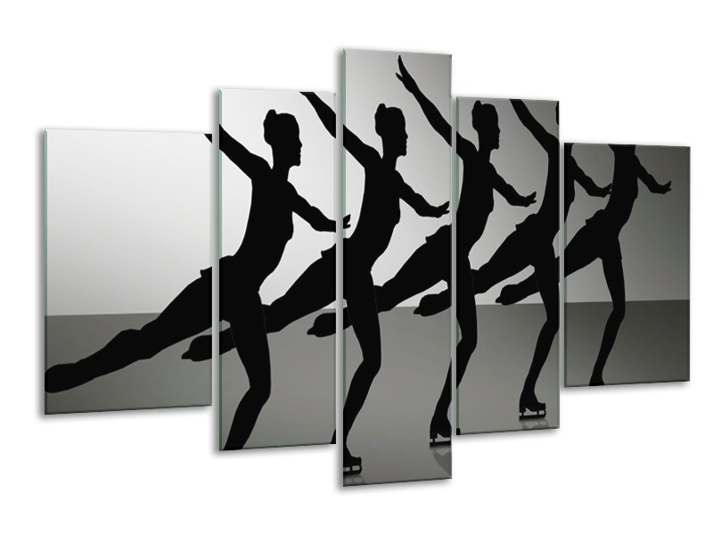 Canvas schilderij Dansen | Zwart, Wit, Grijs | 170x100cm 5Luik