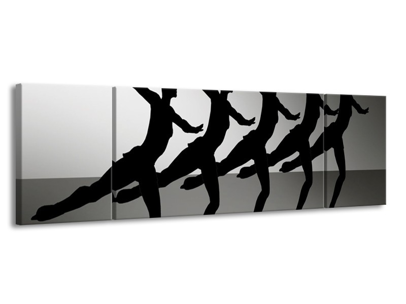 Canvas schilderij Dansen | Zwart, Wit, Grijs | 170x50cm 3Luik