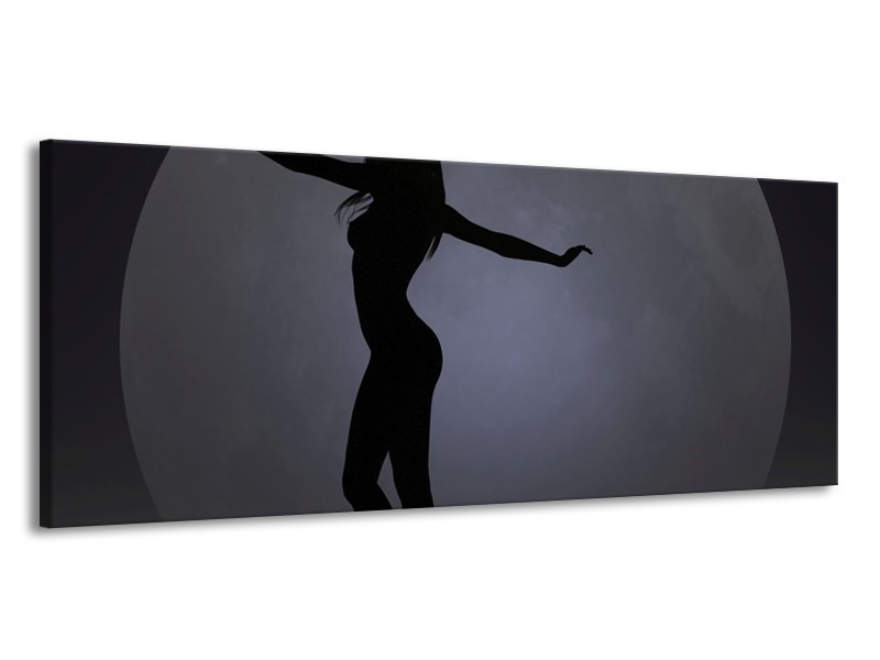 Canvas schilderij Vrouw | Zwart, Grijs, Wit | 145x58cm 1Luik