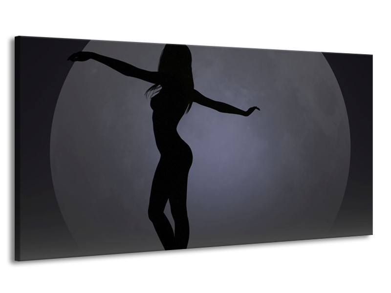 Canvas schilderij Vrouw | Zwart, Grijs, Wit | 170x90cm 1Luik