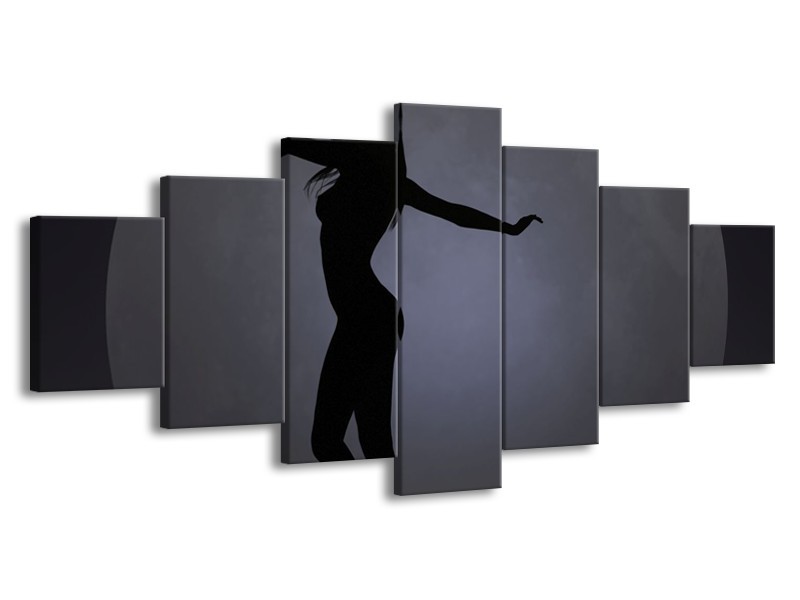 Canvas schilderij Vrouw | Zwart, Grijs, Wit | 210x100cm 7Luik