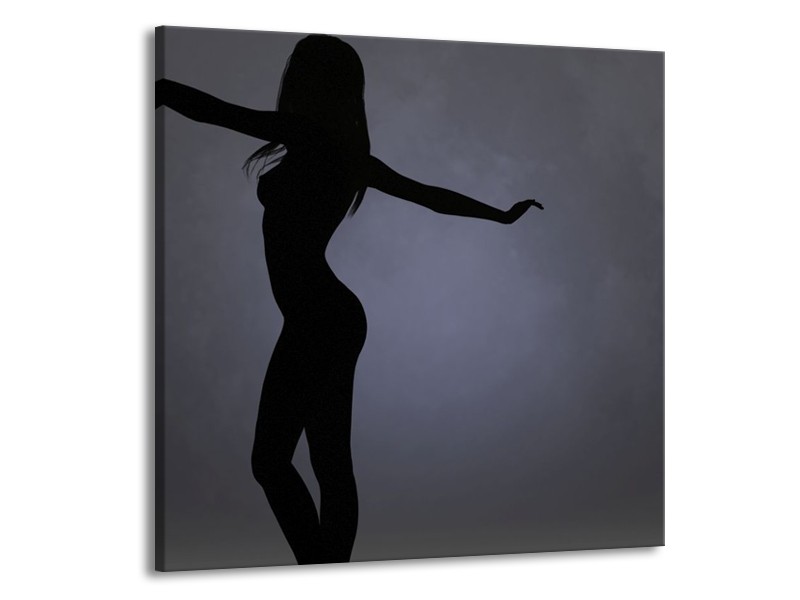 Canvas schilderij Vrouw | Zwart, Grijs, Wit | 70x70cm 1Luik
