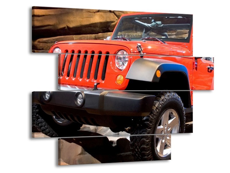 Glas schilderij Auto | Rood, Zwart, Grijs | 115x85cm 4Luik