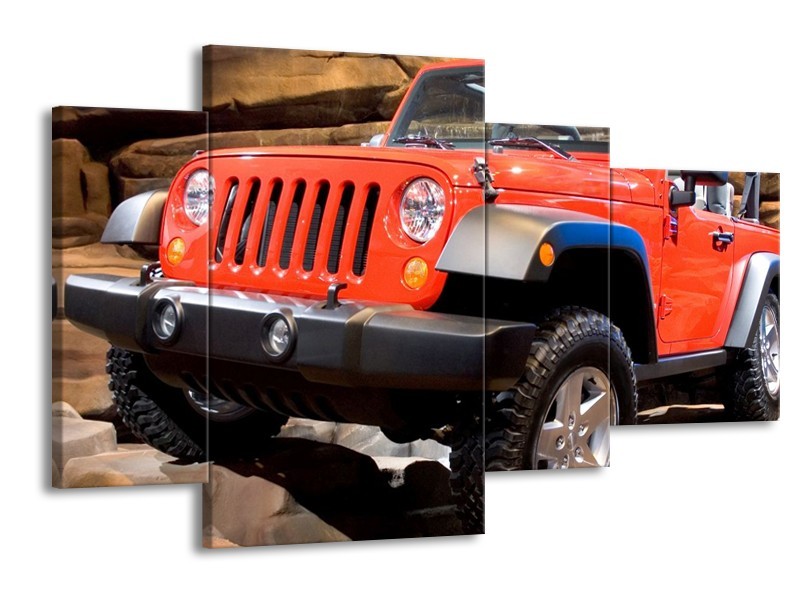 Glas schilderij Auto | Rood, Zwart, Grijs | 120x75cm 4Luik