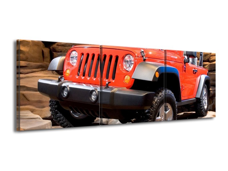 Glas schilderij Auto | Rood, Zwart, Grijs | 150x50cm 3Luik