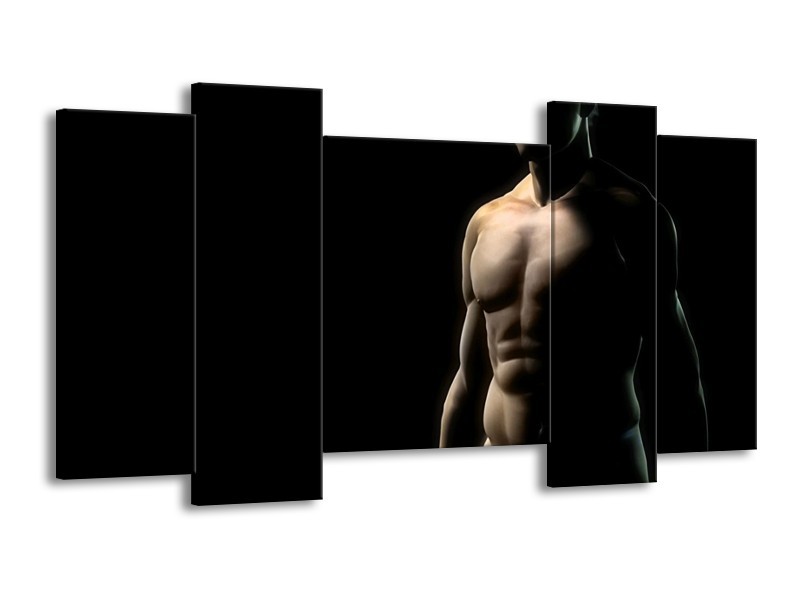 Canvas schilderij Man | Zwart, Crème | 120x65 5Luik