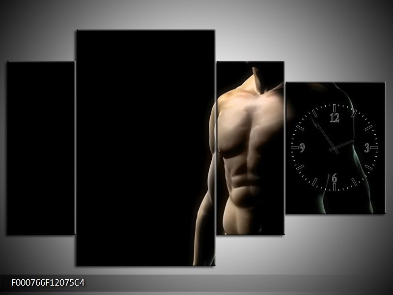 Klok schilderij Man | Zwart, Crème | 120x75cm 4Luik