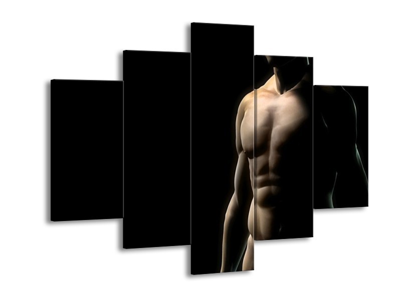 Canvas schilderij Man | Zwart, Crème | 150x105cm 5Luik
