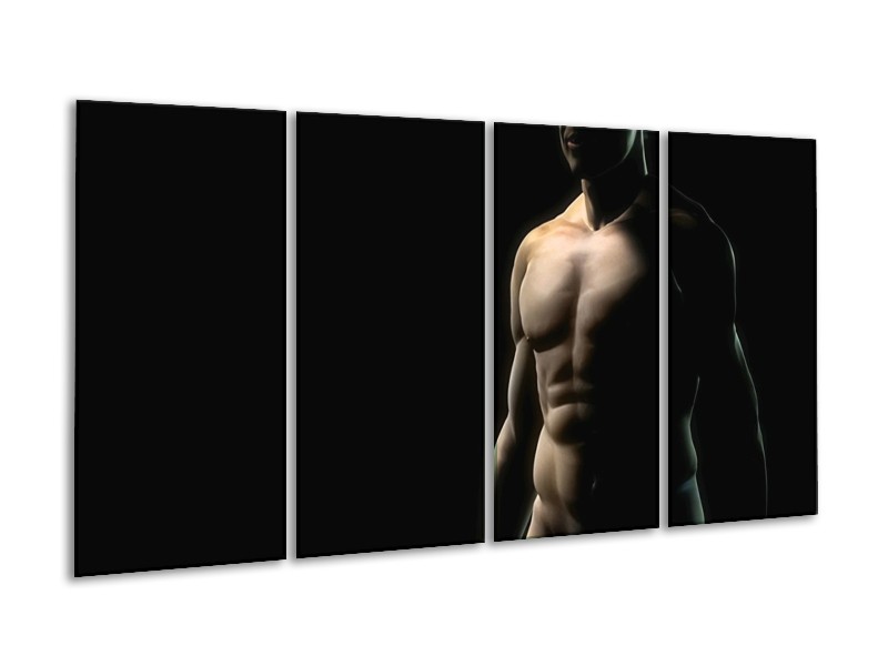 Canvas schilderij Man | Zwart, Crème | 160x80cm 4Luik