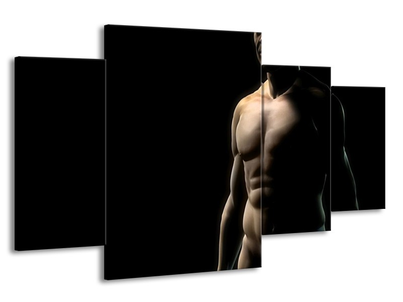 Glas schilderij Man | Zwart, Crème | 160x90cm 4Luik