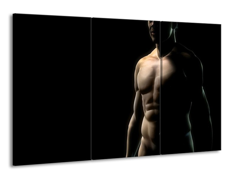 Canvas schilderij Man | Zwart, Crème | 165x100cm 3Luik