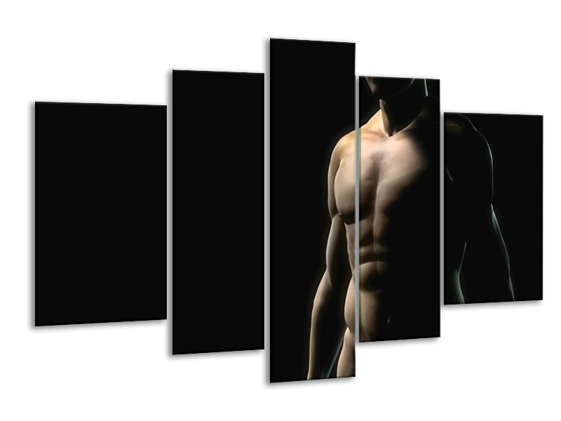 Canvas schilderij Man | Zwart, Crème | 170x100cm 5Luik