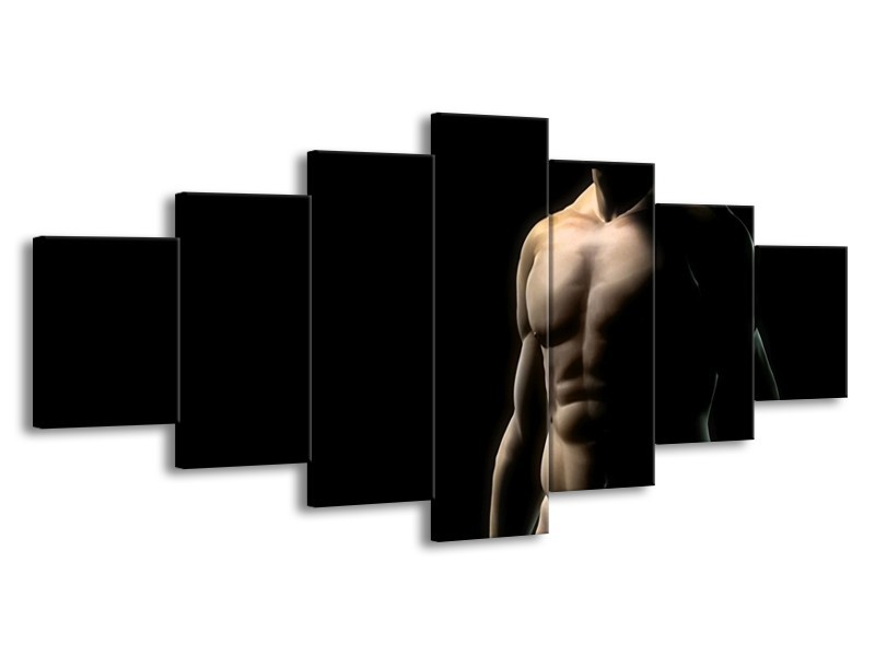 Canvas schilderij Man | Zwart, Crème | 210x100cm 7Luik