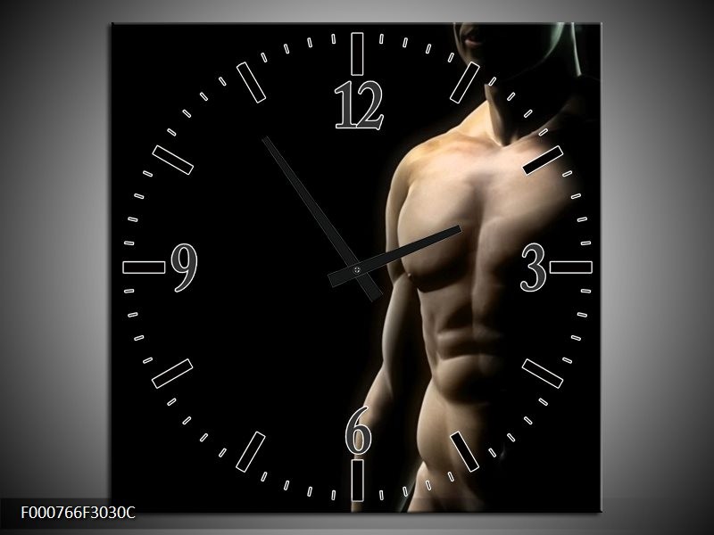 Klok schilderij Man | Zwart, Crème | 30x30cm 1Luik