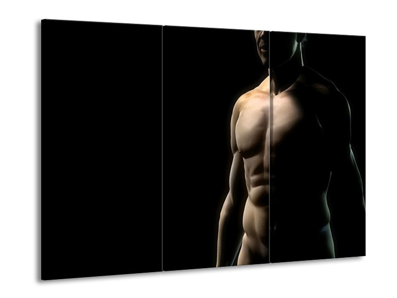 Glas schilderij Man | Zwart, Crème | 90x60cm 3Luik
