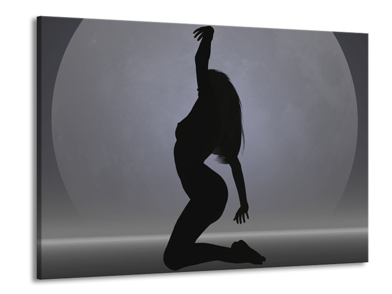 Canvas schilderij Vrouw | Zwart, Grijs, Wit | 100x70cm 1Luik