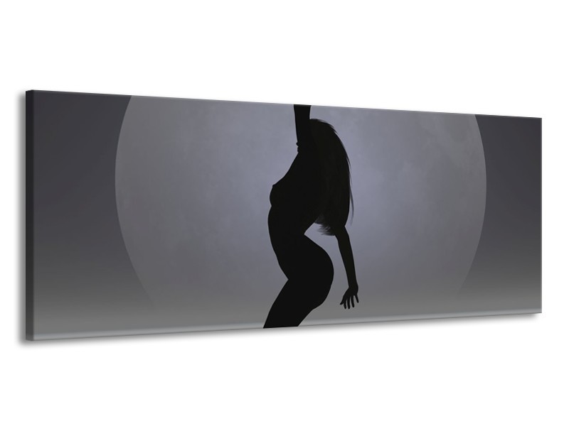 Canvas schilderij Vrouw | Zwart, Grijs, Wit | 145x58cm 1Luik